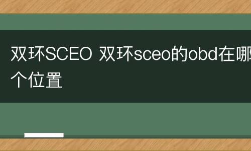 双环SCEO 双环sceo的obd在哪个位置