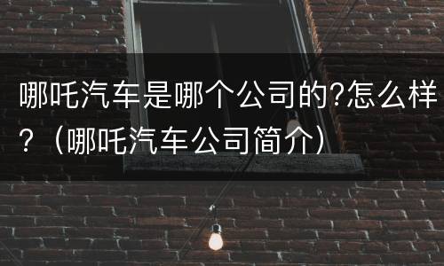 哪吒汽车是哪个公司的?怎么样?（哪吒汽车公司简介）
