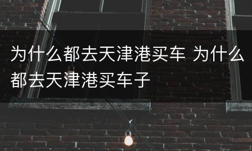 为什么都去天津港买车 为什么都去天津港买车子