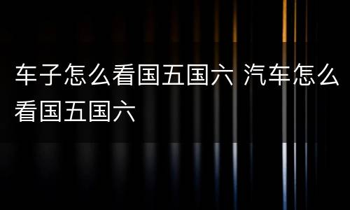 车子怎么看国五国六 汽车怎么看国五国六
