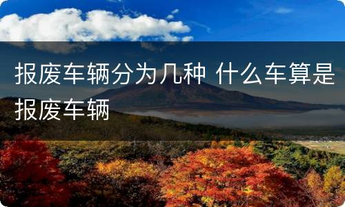 报废车辆分为几种 什么车算是报废车辆