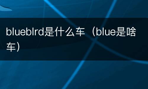 blueblrd是什么车（blue是啥车）