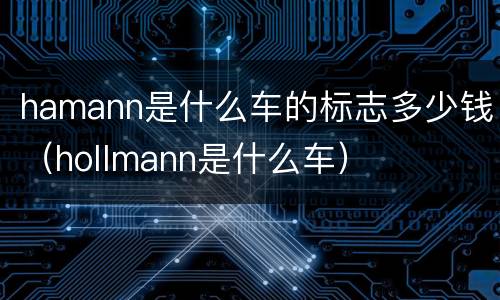 hamann是什么车的标志多少钱（hollmann是什么车）