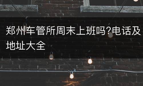 郑州车管所周末上班吗?电话及地址大全