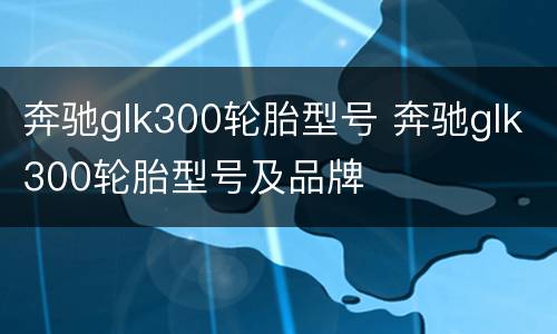 奔驰glk300轮胎型号 奔驰glk300轮胎型号及品牌