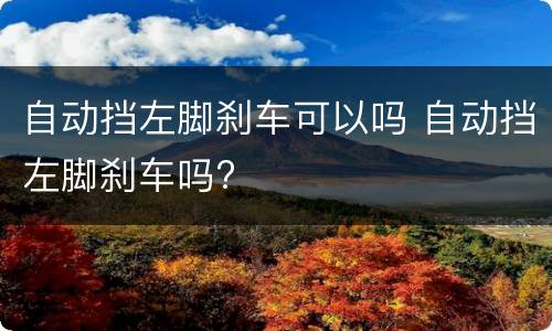 自动挡左脚刹车可以吗 自动挡左脚刹车吗?