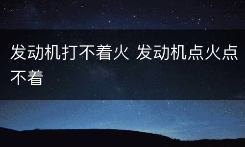 发动机打不着火 发动机点火点不着