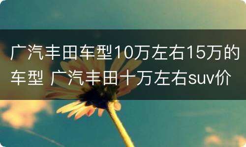 广汽丰田车型10万左右15万的车型 广汽丰田十万左右suv价格