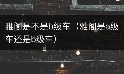 雅阁是不是b级车（雅阁是a级车还是b级车）