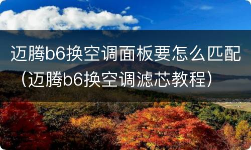 迈腾b6换空调面板要怎么匹配（迈腾b6换空调滤芯教程）