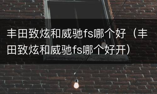 丰田致炫和威驰fs哪个好（丰田致炫和威驰fs哪个好开）