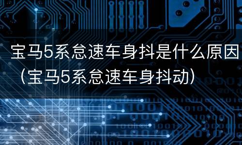 宝马5系怠速车身抖是什么原因（宝马5系怠速车身抖动）