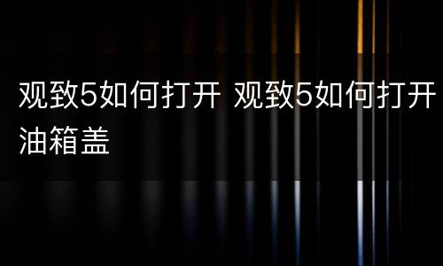 观致5如何打开 观致5如何打开油箱盖