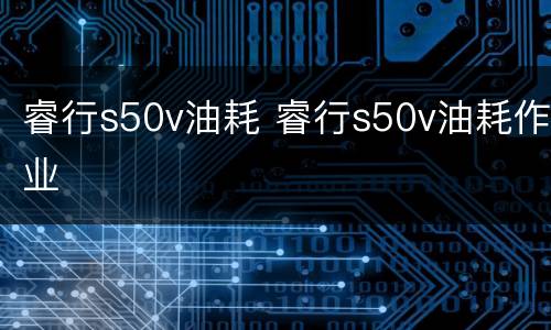 睿行s50v油耗 睿行s50v油耗作业