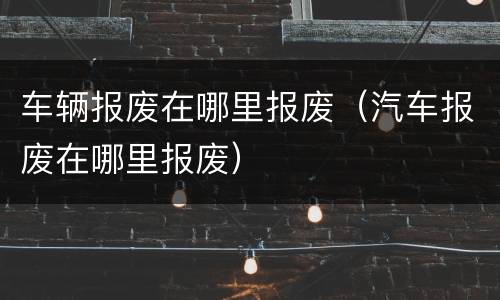 车辆报废在哪里报废（汽车报废在哪里报废）