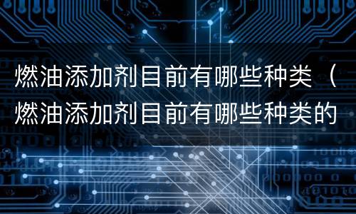 燃油添加剂目前有哪些种类（燃油添加剂目前有哪些种类的）