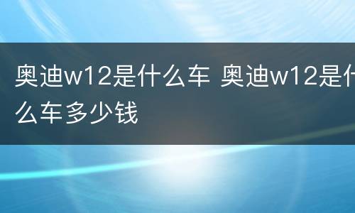 奥迪w12是什么车 奥迪w12是什么车多少钱