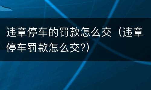 违章停车的罚款怎么交（违章停车罚款怎么交?）