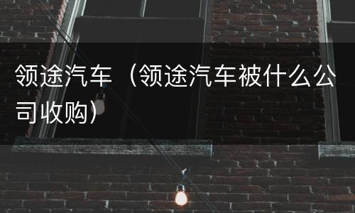领途汽车（领途汽车被什么公司收购）