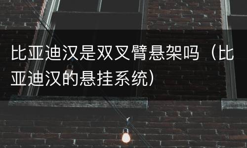 比亚迪汉是双叉臂悬架吗（比亚迪汉的悬挂系统）