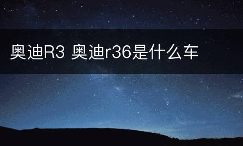 奥迪R3 奥迪r36是什么车
