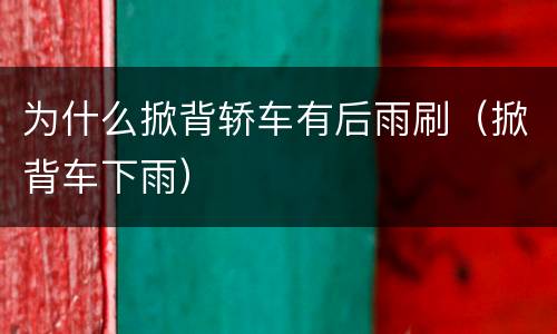 为什么掀背轿车有后雨刷（掀背车下雨）