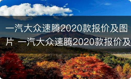 一汽大众速腾2020款报价及图片 一汽大众速腾2020款报价及图片1.4T