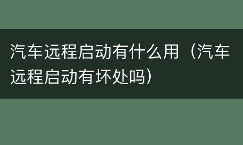 汽车远程启动有什么用（汽车远程启动有坏处吗）