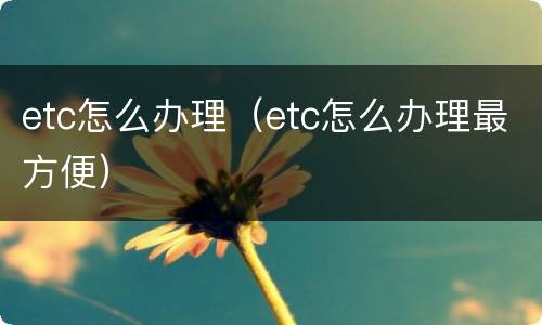etc怎么办理（etc怎么办理最方便）