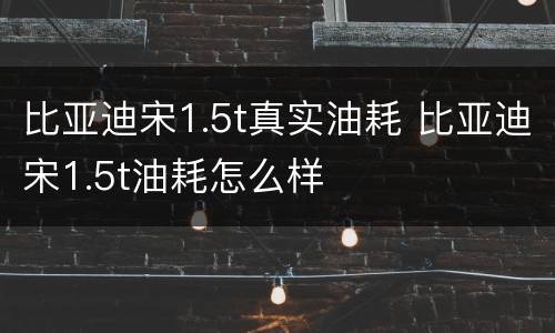 比亚迪宋1.5t真实油耗 比亚迪宋1.5t油耗怎么样