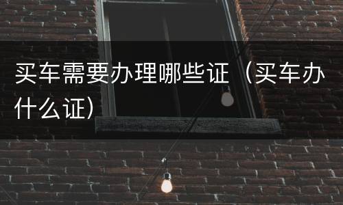 买车需要办理哪些证（买车办什么证）