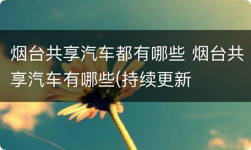 烟台共享汽车都有哪些 烟台共享汽车有哪些(持续更新