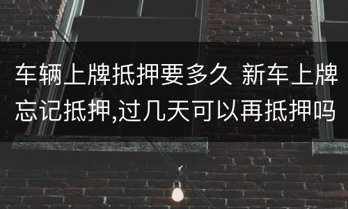 车辆上牌抵押要多久 新车上牌忘记抵押,过几天可以再抵押吗