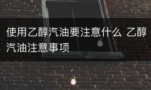 使用乙醇汽油要注意什么 乙醇汽油注意事项