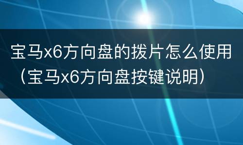 宝马x6方向盘的拨片怎么使用（宝马x6方向盘按键说明）