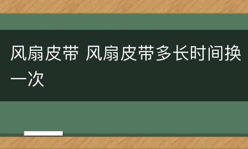 风扇皮带 风扇皮带多长时间换一次
