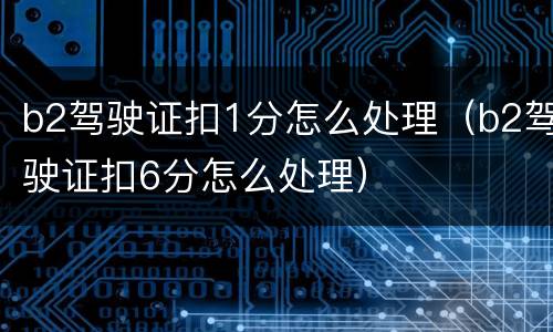 b2驾驶证扣1分怎么处理（b2驾驶证扣6分怎么处理）