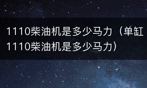 1110柴油机是多少马力（单缸1110柴油机是多少马力）