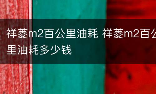 祥菱m2百公里油耗 祥菱m2百公里油耗多少钱