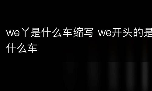 we丫是什么车缩写 we开头的是什么车
