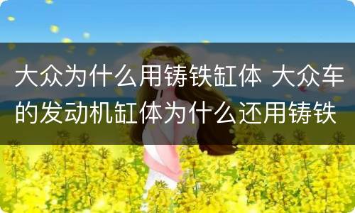 大众为什么用铸铁缸体 大众车的发动机缸体为什么还用铸铁的