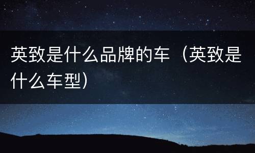 英致是什么品牌的车（英致是什么车型）