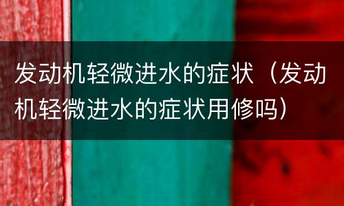 发动机轻微进水的症状（发动机轻微进水的症状用修吗）