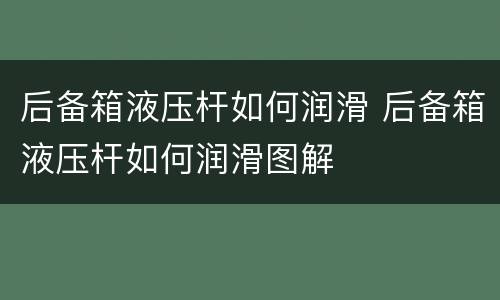 后备箱液压杆如何润滑 后备箱液压杆如何润滑图解