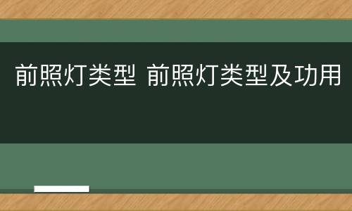 前照灯类型 前照灯类型及功用