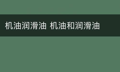 机油润滑油 机油和润滑油