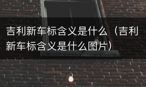 吉利新车标含义是什么（吉利新车标含义是什么图片）