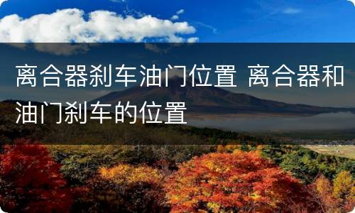 离合器刹车油门位置 离合器和油门刹车的位置