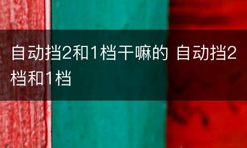 自动挡2和1档干嘛的 自动挡2档和1档