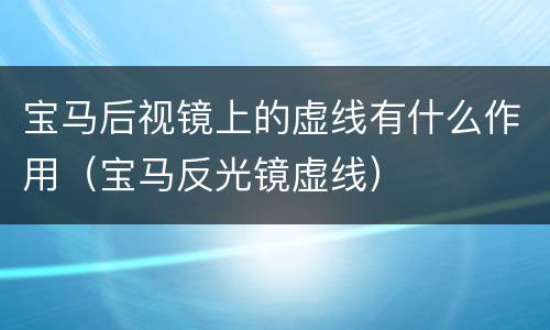 宝马后视镜上的虚线有什么作用（宝马反光镜虚线）